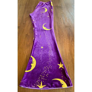Flare Street Velvet Bell Bottoms- Moon & Stars- Purple & Gold- Large
